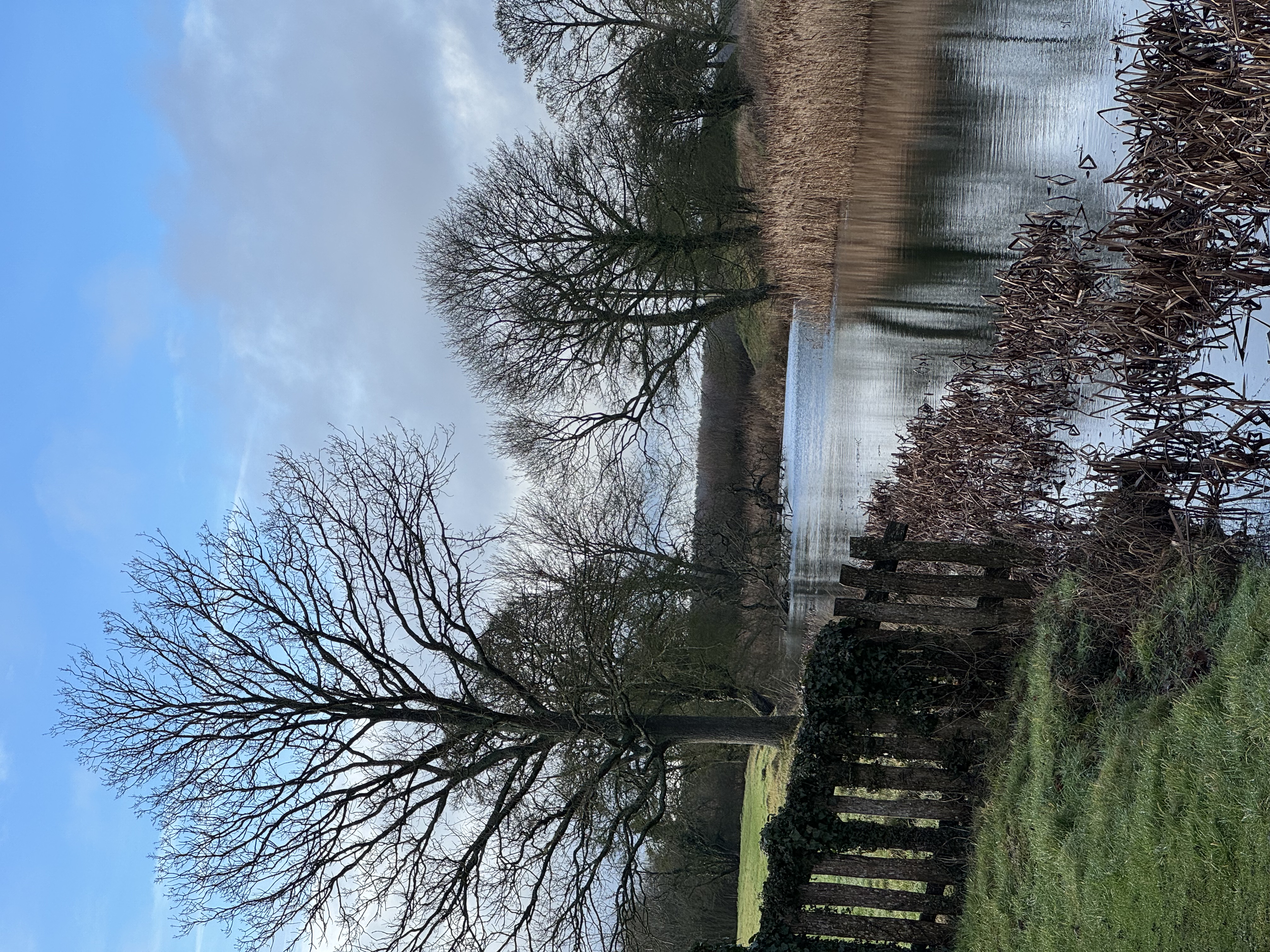 Winter view around the water and landscape at Lyveden